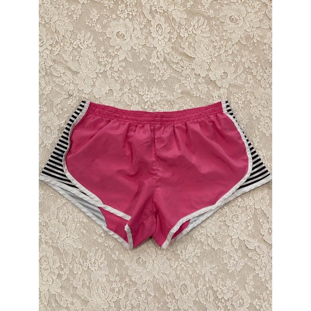 Y2K Pink Striped Running Shorts M 2000s Gym Workout *READ